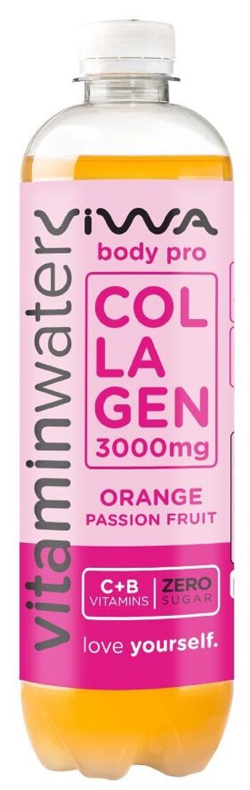 Eau Vitaminée Vitamin Water Bodypro Collagen 600ml Orange Passion Zero Sucre 3