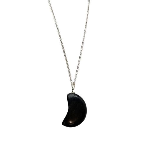 Crescent Shaped Pendant - 4x2cm - Black Agate