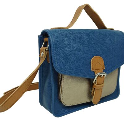 Borsa a bauletto Daniel con tasca lucida Blu elettrico