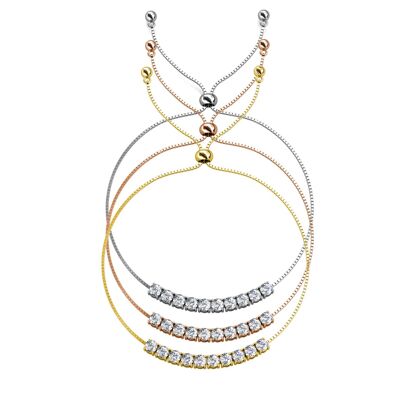 Set di 3 braccialetti Crystal Mia: argento, oro, oro rosa e cristallo