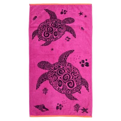 Serviette de plage éponge velours Jacquard Asha 70x140 400g/m²