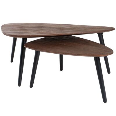 Mesa de centro Jamal – Madera de mango espresso – Juego de 2