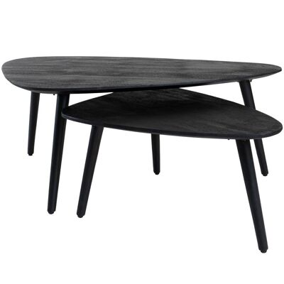 Tavolino Jamal – Legno di mango nero – Set di 2