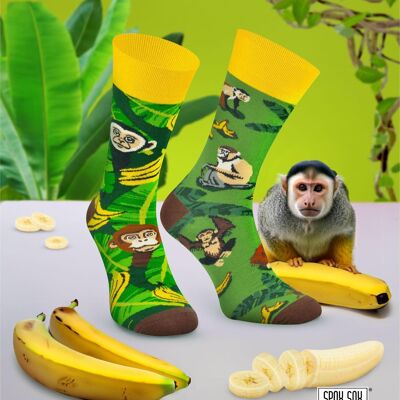 Monkey socks | Socks with monkeys and bananas - casual mismatched socks