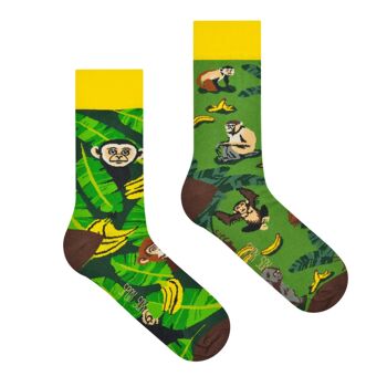 Chaussettes singe | Chaussettes avec singes et bananes - chaussettes dépareillées décontractées 2