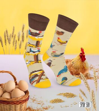 Chaussettes de poulet | Chaussettes avec poules et œufs - chaussettes dépareillées décontractées 1
