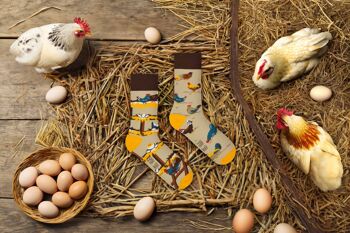 Chaussettes de poulet | Chaussettes avec poules et œufs - chaussettes dépareillées décontractées 3