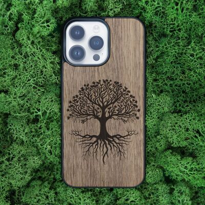 Custodia per iPhone in legno – Albero della vita