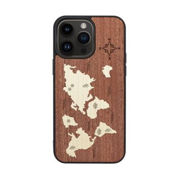 Coque iPhone en bois – Carte du monde 3