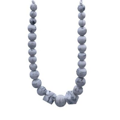 Collier sensoreil allaitement - Maxi Poosh Blanc marbré