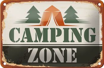 Panneau en étain Camping 18x12cm, décoration extérieure de Zone de Camping 1