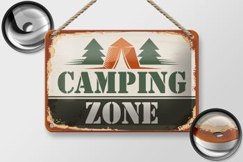 Panneau en étain Camping 18x12cm, décoration extérieure de Zone de Camping 2