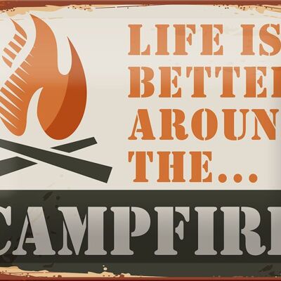 Blechschild Camping 18x12cm Campfire life is better Outdoor Dekoration