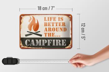 Panneau en étain Camping 18x12cm, la vie au feu de camp est meilleure, décoration extérieure 5