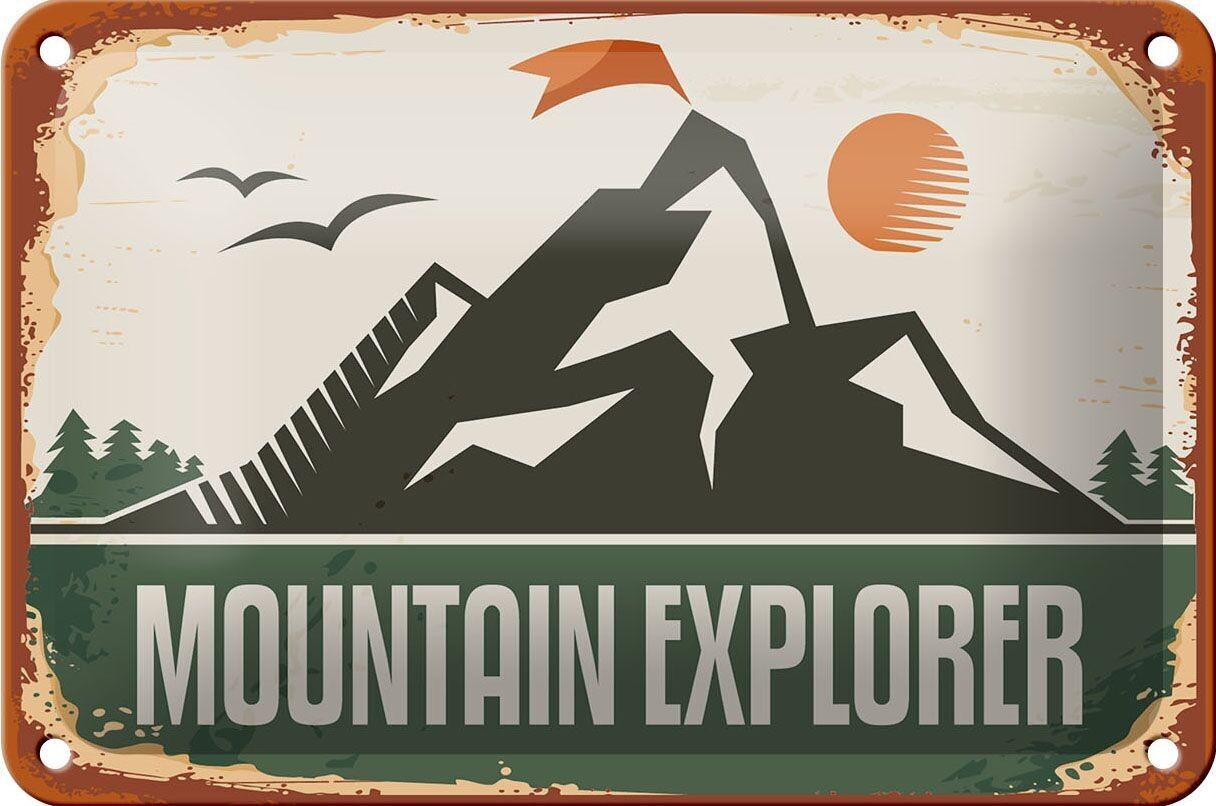 Targa in metallo retrò 18x12 cm Decorazione Mountain Explorer