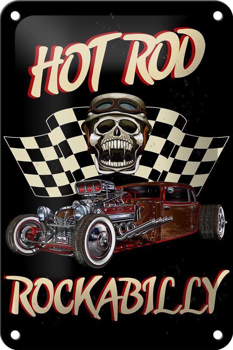 Targa in metallo auto 12x18 cm decorazione hot rod rockabilly
