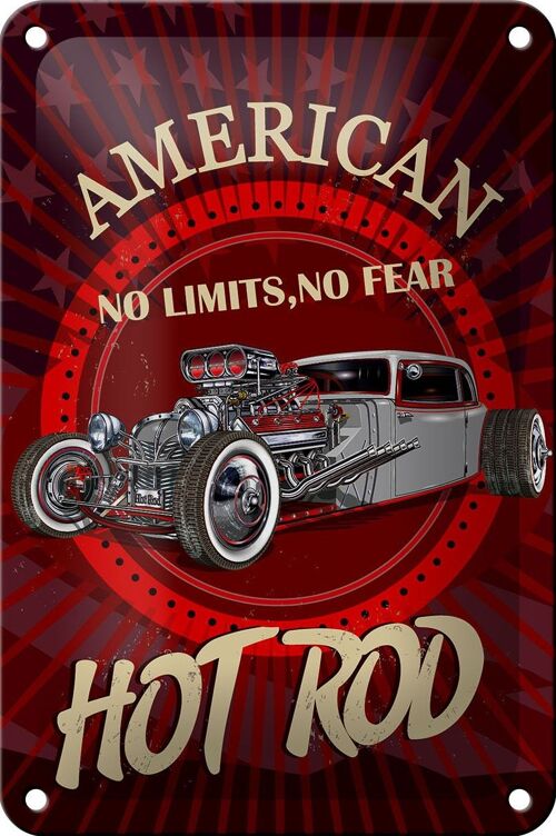 Blechschild American 12x18cm hot rod Auto no limits no fear Dekoration