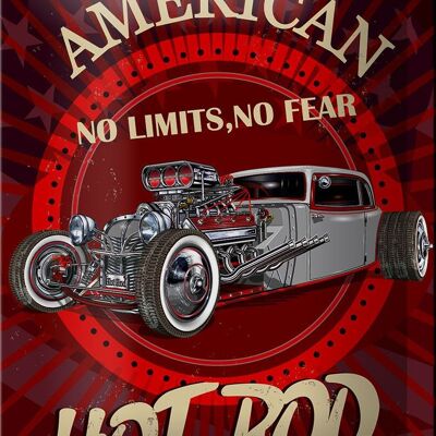 Blechschild American 12x18cm hot rod Auto no limits no fear Dekoration