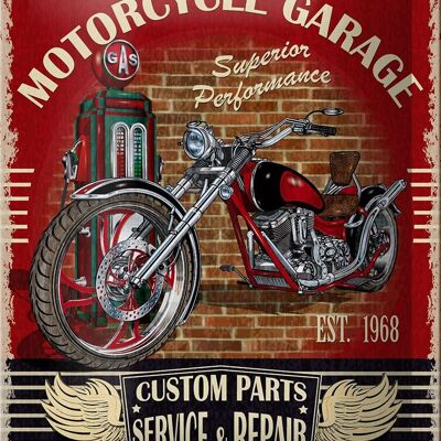 Signe en étain rétro 12x18cm, décoration de Service de Garage de moto moto