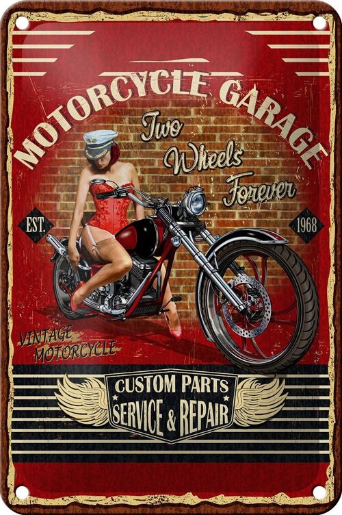 Blechschild Pinup 12x18cm Retro Motorcycle Garage Vintage Dekoration