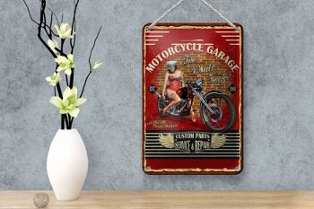 Panneau en étain Pinup 12x18cm, rétro moto Garage décoration Vintage 4
