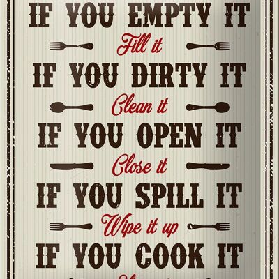 Cartel de chapa cocina 12x18cm Decoración Nuestras Reglas de Cocina