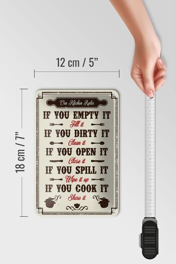 Plaque en tôle cuisine 12x18cm, décoration Nos règles de cuisine 5