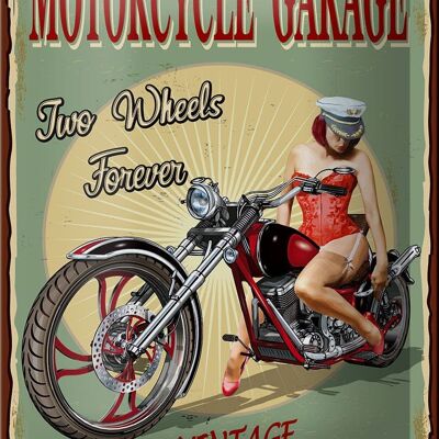 Tin Sign Pinup 12x18cm Retro Motorcycle Vintage Decoration