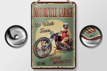 Panneau en étain Pinup 12x18cm, moto rétro, décoration Vintage 2