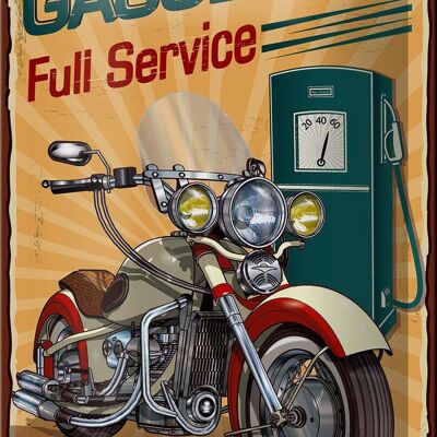 Blechschild Retro 12x18cm Gasoline fuli service 24/7 Dekoration