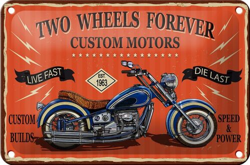 Blechschild Retro 12x18cm Retro Motorrad custom motors Dekoration