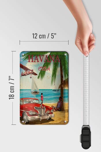 Signe en étain de la Havane, 12x18cm, décoration rétro de palmiers de vacances de Cuba 5