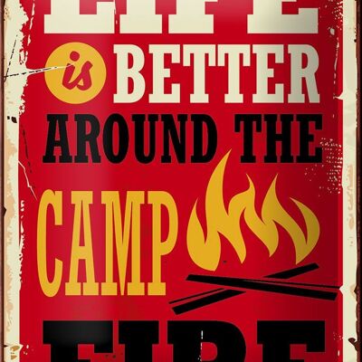 Blechschild Retro 12x18cm life better camp fire Camping Dekoration