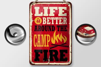 Signe en étain rétro 12x18cm, décoration de camping, feu de camp, vie meilleure 2