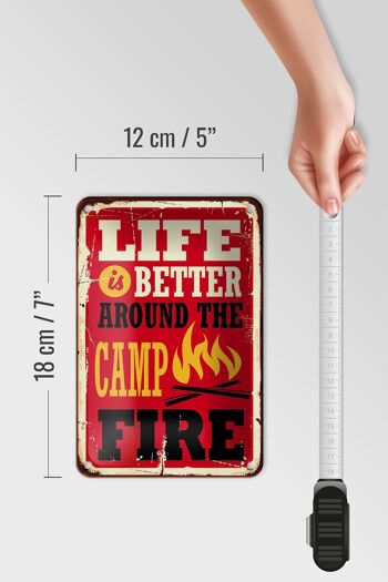 Signe en étain rétro 12x18cm, décoration de camping, feu de camp, vie meilleure 5