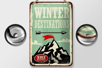Panneau en étain rétro 12x18cm, décoration de destinations d'hiver de ski 2