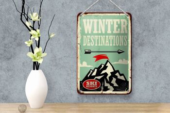 Panneau en étain rétro 12x18cm, décoration de destinations d'hiver de ski 4
