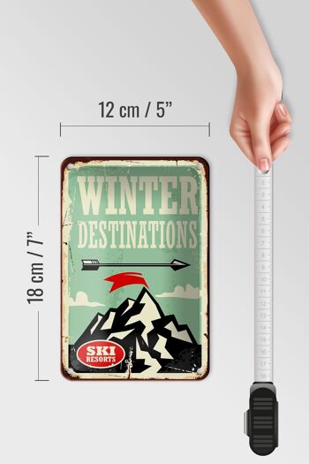 Panneau en étain rétro 12x18cm, décoration de destinations d'hiver de ski 5