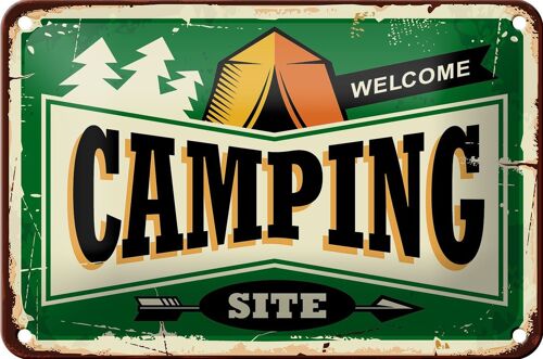 Blechschild Retro 18x12cm Camping welcome Dekoration