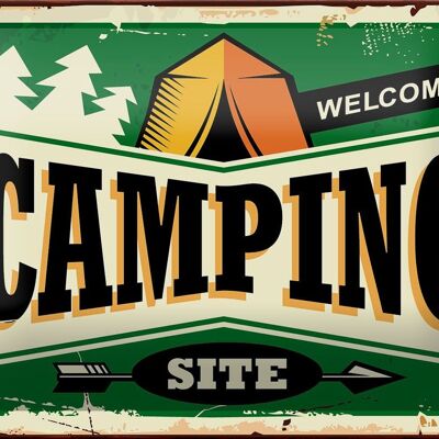 Blechschild Retro 18x12cm Camping welcome Dekoration