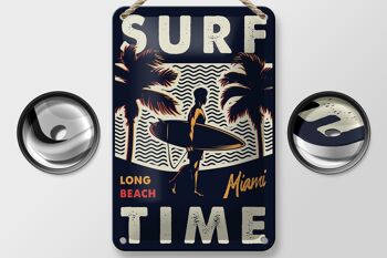 Plaque en étain Miami 12x18cm Surf time longue décoration de plage 2