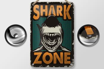 Signe en étain rétro 12x18cm, décoration de lac de requin Zone de requin 2