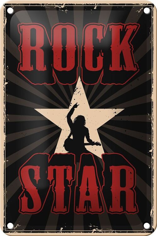 Blechschild Retro 12x18cm Rock Star Musik Dekoration