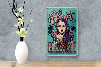 Plaque en tôle Pinup 12x18cm Hawaï, j'ai quitté mon coeur, décoration 4