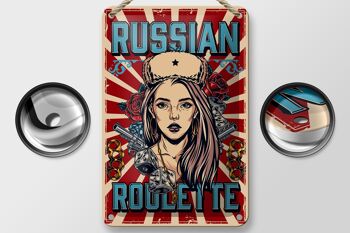 Plaque en tôle Pinup 12x18cm décoration roulette russe 2