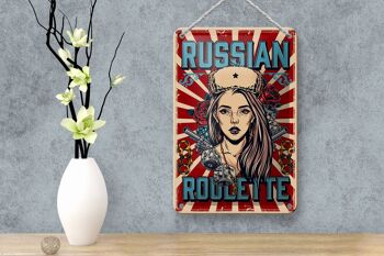 Plaque en tôle Pinup 12x18cm décoration roulette russe 4