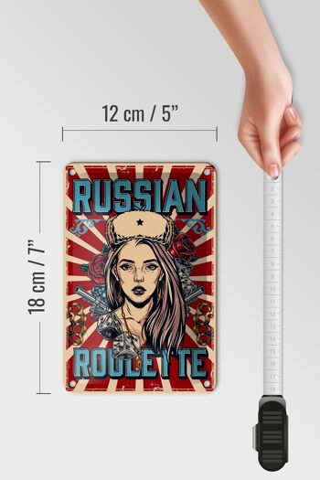 Plaque en tôle Pinup 12x18cm décoration roulette russe 5