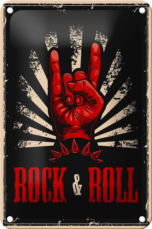 Blechschild Retro 12x18cm Rock & Roll Musik Dekoration