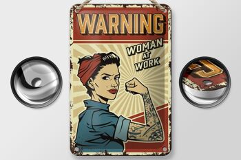 Panneau en étain rétro 12x18cm, pin-up, avertissement pour femmes au travail, décoration pour femme 2
