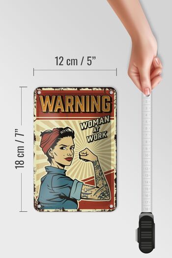 Panneau en étain rétro 12x18cm, pin-up, avertissement pour femmes au travail, décoration pour femme 5